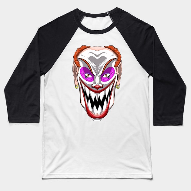 Killer Clown Baseball T-Shirt by richardsimpsonart